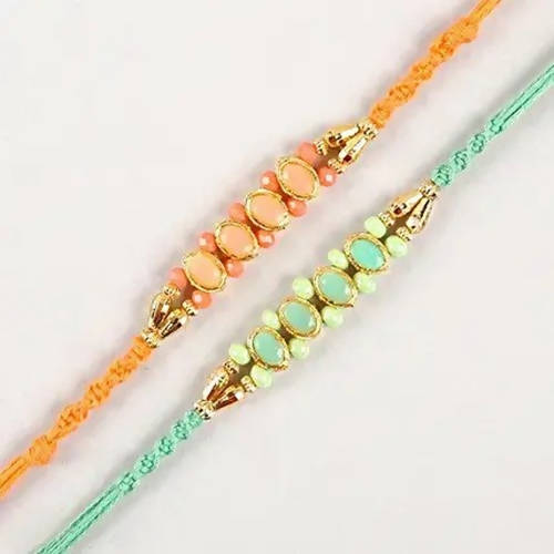Set of 2 Fancy Pastel Rakhi and Kaju Katli Box - Distacart