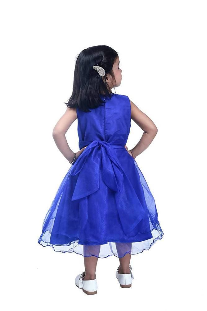 Asmaani Baby Girl's Blue Color Satin Knee Length Frock (AS-DRESS-22143)