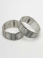 NVR Women's Silver-Toned German Silver Oxidised Kada Bangle - Distacart