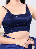 Joban Fashion Navy-Blue Gajji Silk Sleeveless Back Open Blouse