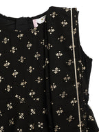 Ahalyaa Black Georgette Gold Foil Print Kids Peplum style Kurta Sharara Set With Dupatta For Girls