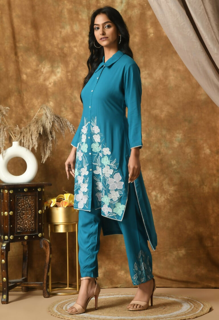 Joban Fashion Blue Cotton Rayon Kurta Set