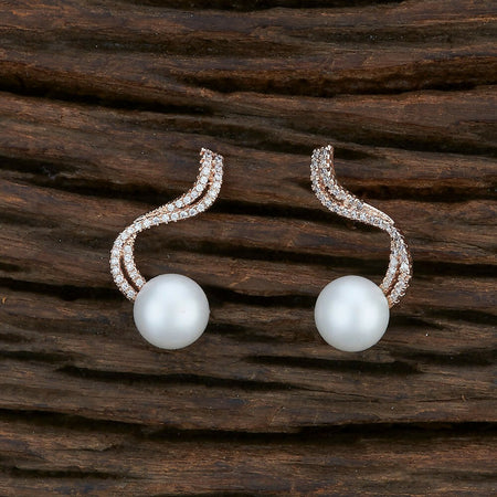 Joban Fashion Women Brass Golden White Ad Earrings