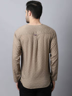 Even Apparels Beige Pure Cotton Round Neck Slit Men's Kurta - Distacart