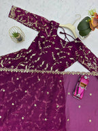 Teeya Creation Wine Color Faux Georgette Long Party Wear Gown - Distacart