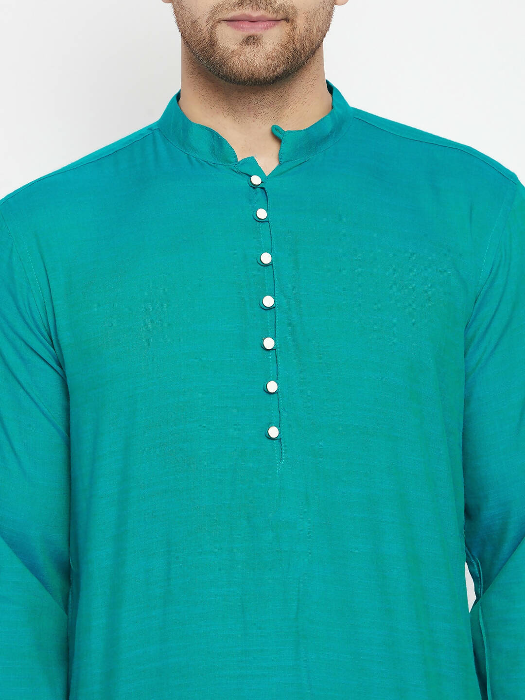 Even Apparels Green Viscose Long Men's Kurta With Band Collar - Distacart