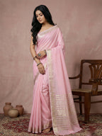 Shree Shyam Fashion Light Pink Cotton Saree - Distacart
