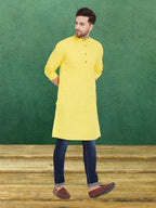Even Apparels Men's Pure Cotton Yellow Kurta