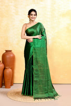 Piyari Fashion Women's Green Dual Tone Organic Tissue Saree With Blouse Piece - Distacart