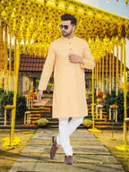 Even Apparels Men's Pure Cotton Yellow Kurta