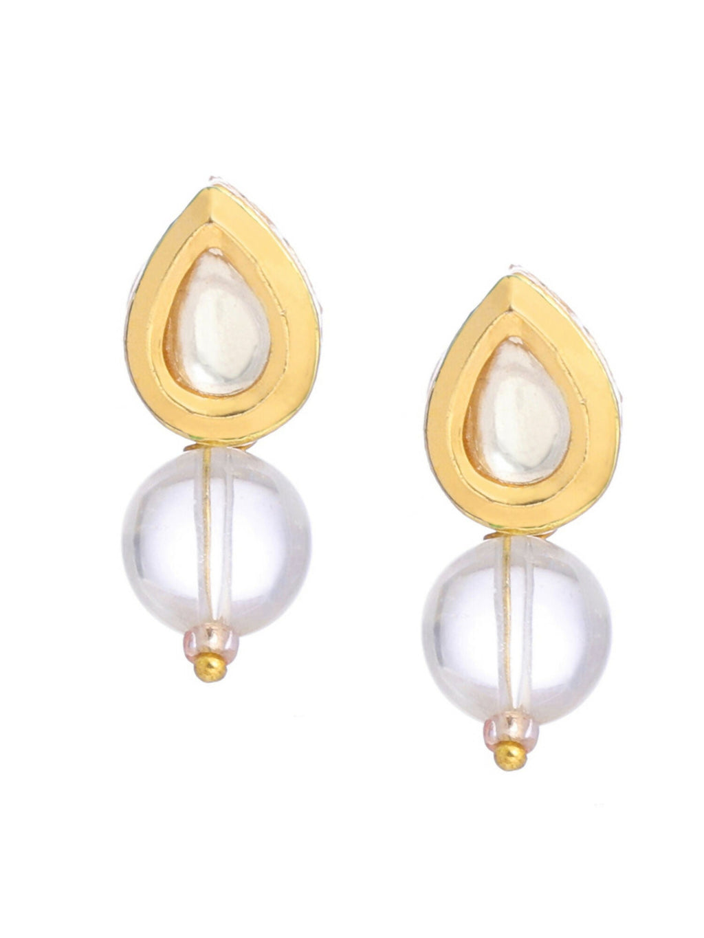 Ruby Raang White Clear Quartz Kundan Studs - Distacart