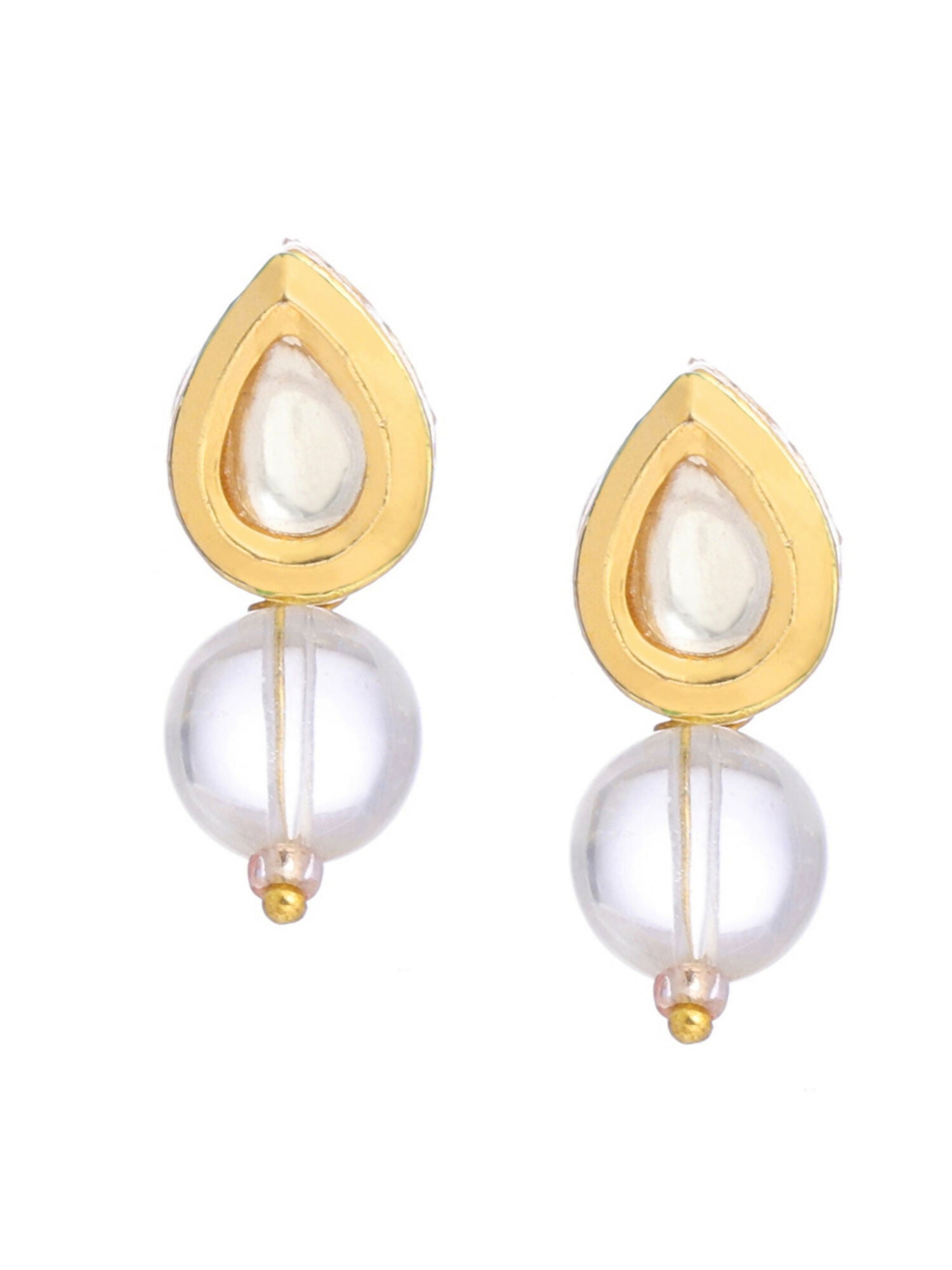 Ruby Raang White Clear Quartz Kundan Studs - Distacart