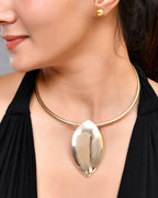 VOJ Gold-Polished Western Hasli with Studs Earrings Set