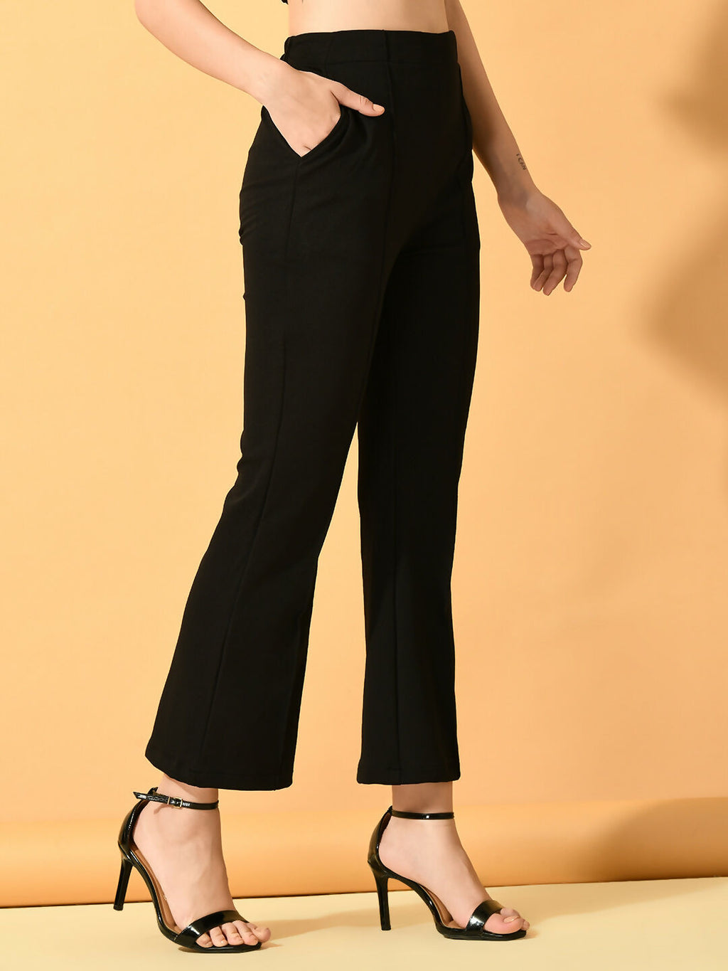 Myshka Women's Black Solid Top With Trousers