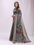 Shree Shyam Fashion Linen Cotton Grey Saree - Distacart