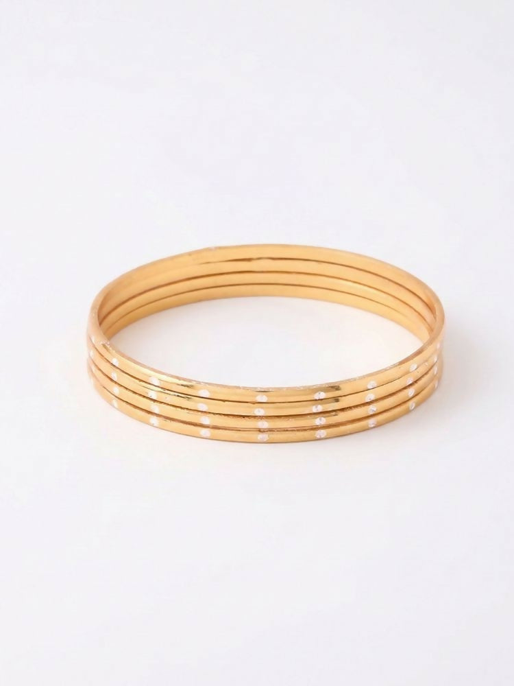 NVR Women Set of 4 Gold Plated Handcrafted CZ Studded Bangle - Distacart