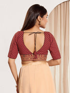 Joban Fashion Maroon Cotton Padded Blouse With V Neck Elbow Sleeves - Distacart