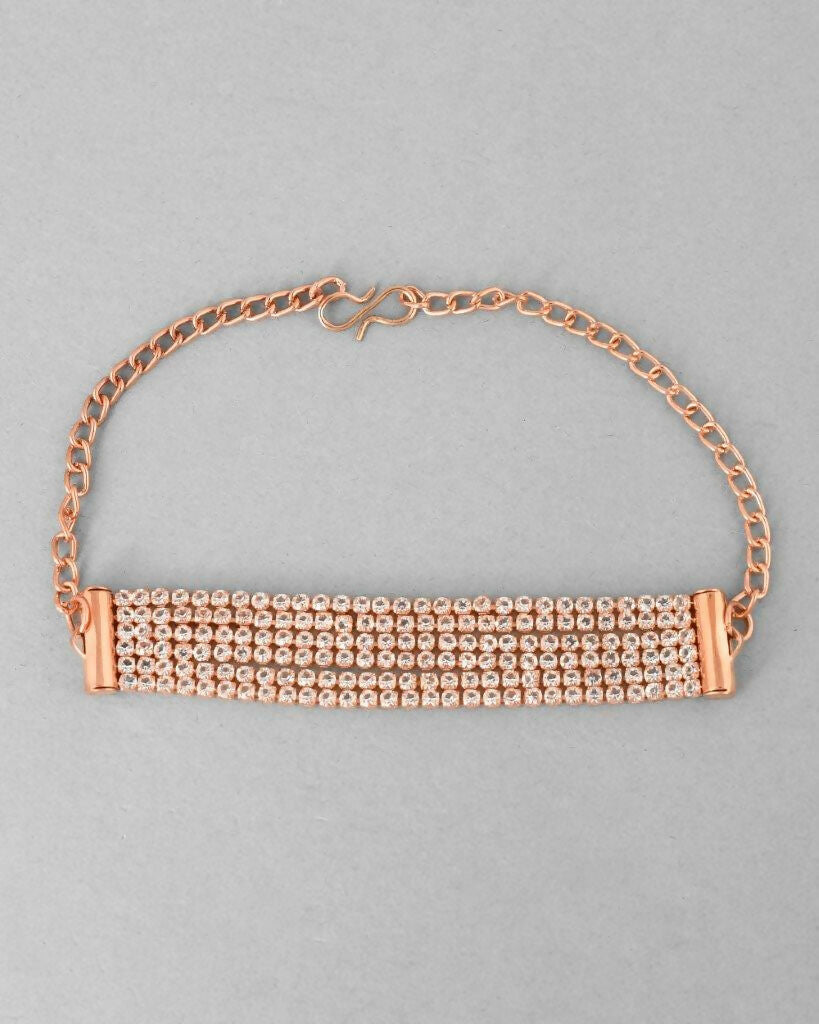 VOJ Gold Plated AD Studded Multi Layar Charm Bracelet - Distacart