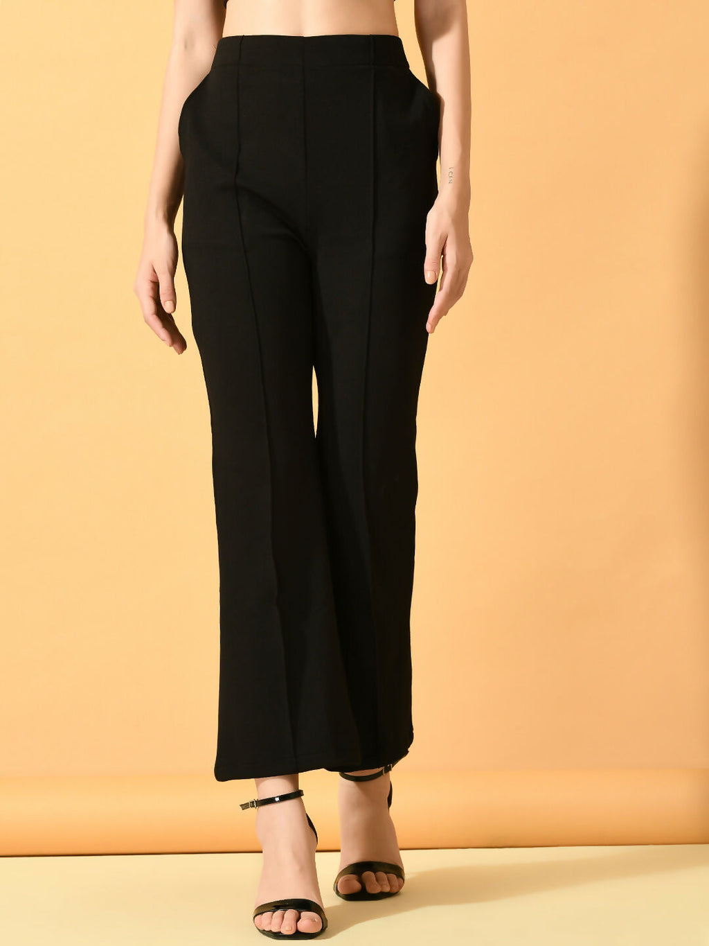 Myshka Women's Black Flared Party Trouser