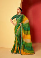 Joban Fashion Dola Silk With Zari Border Shaded Multi Color Work Saree