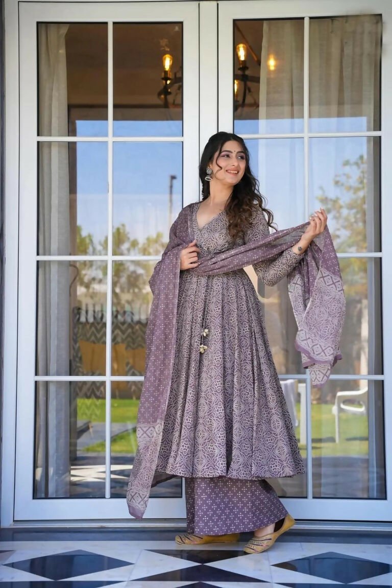 Aayaa Designer Printed Cotton Silk Suit - Multi Color