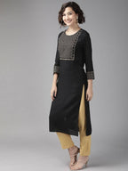 Yufta Women Black Yoke Design Kurta with Palazzo