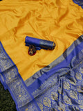 DEIANA'S Beautiful Designer Golden zari Soft Lichi Silk Saree - Yellow