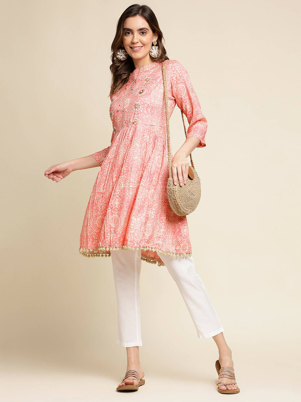 Peach Chiffon Paisley Printed Top - Himanshi