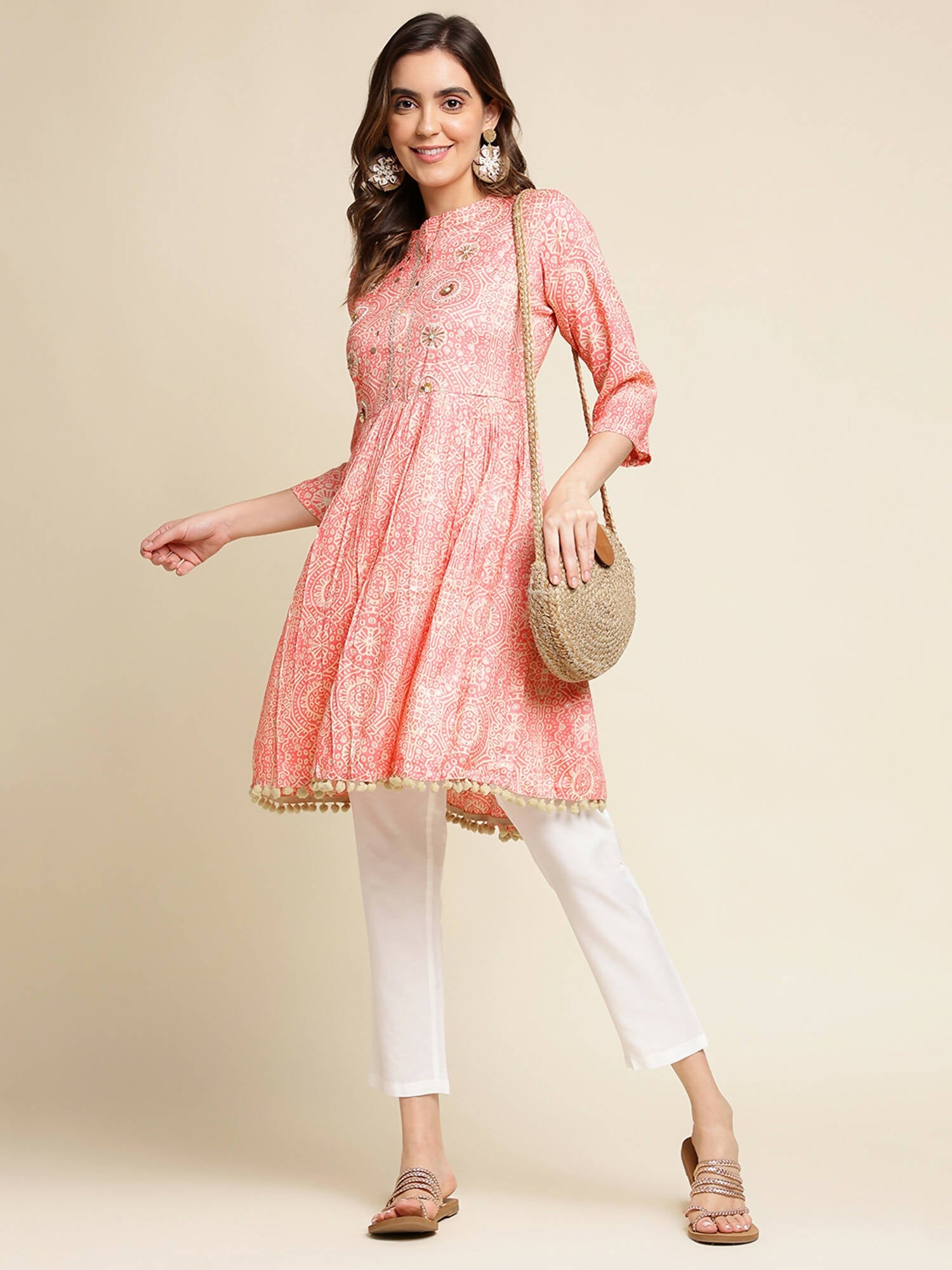 Peach Chiffon Paisley Printed Top - Himanshi