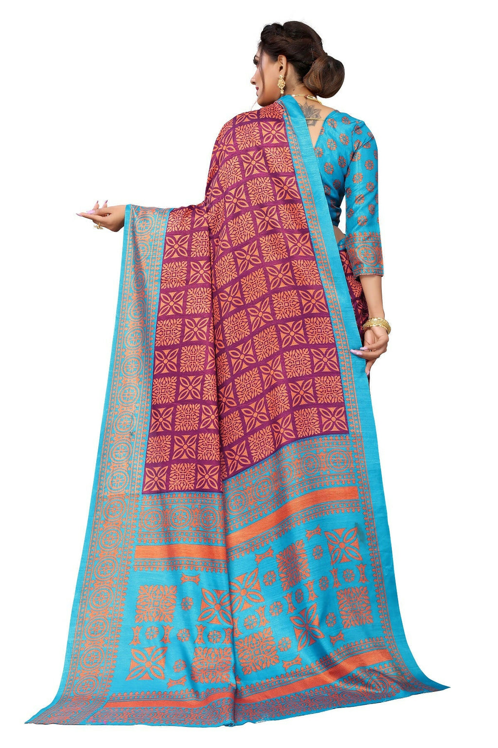 Vamika Purple Printed Art Silk Saree