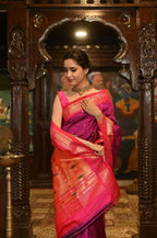 Very Much Indian Pure Silk Paithani With Most Magenta With Contrast Pink - Distacart