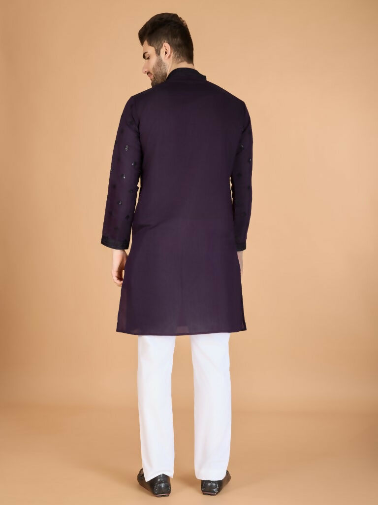 Vastranavya Purple Exclusive Festival Wear Viscose Silk Thread with Sequence Embroidered Work Kurta with Dupatta