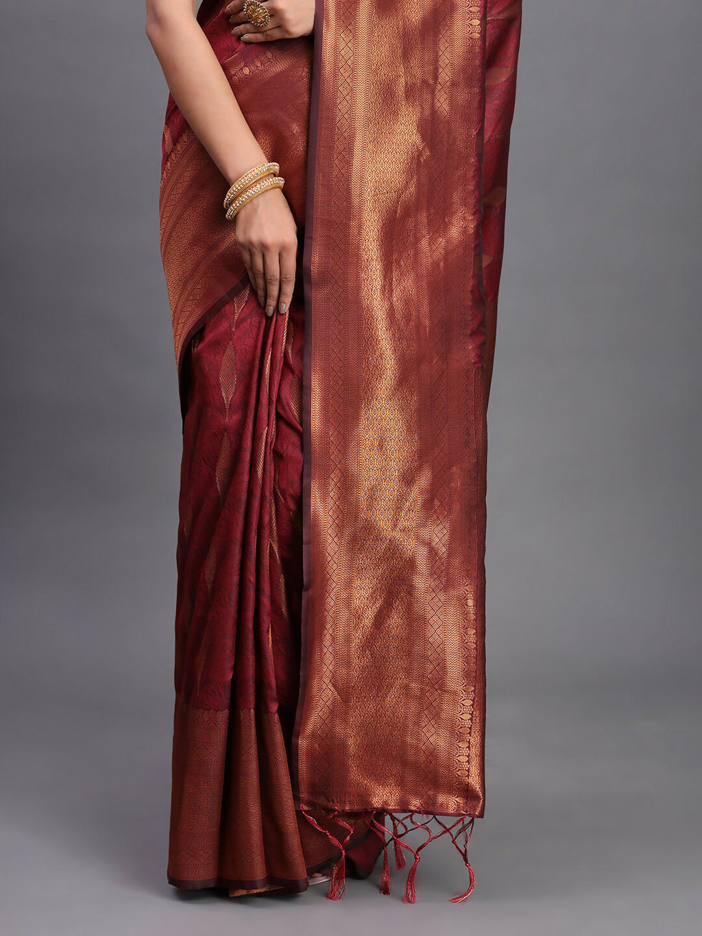 Shree Shyam Fashion Silk Maroon Saree - Distacart
