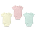 AHC Soft Cotton Short-Sleeve Bodysuits Solid Onesies New Born Infant Dress - Pink/Yellow/Green
