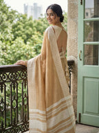 Shree Shyam Fashion Mustard Yellow Linen Saree - Distacart