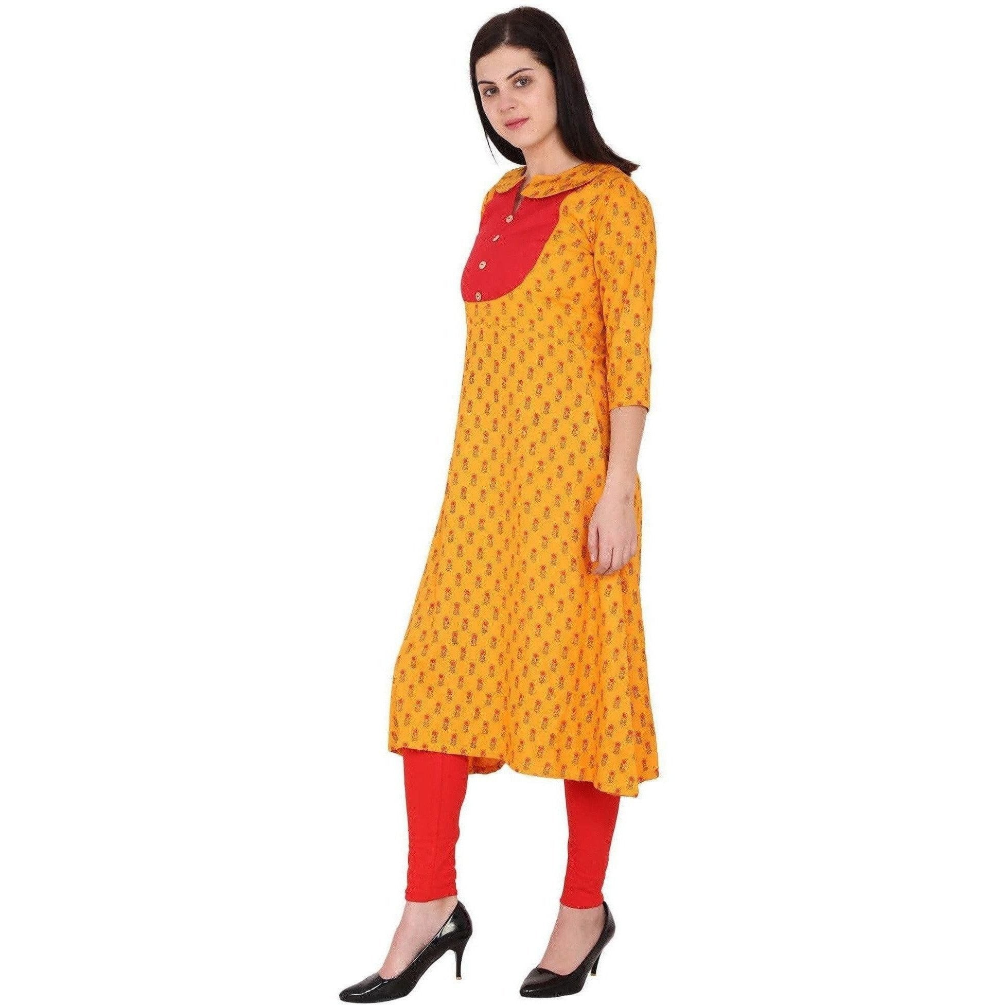 Kanoor Women's Multi Rayon A-Line Kurti