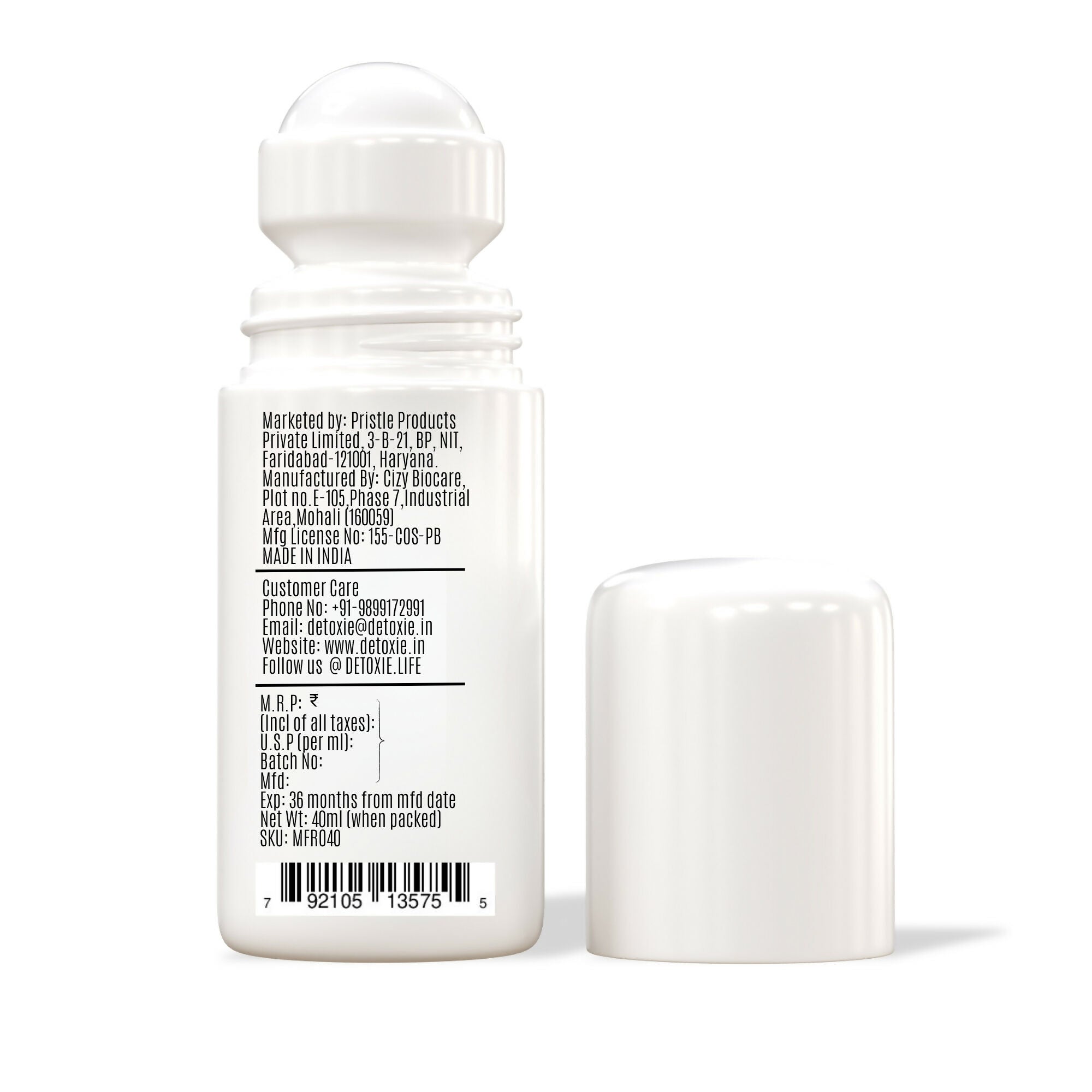 Detoxie 5% AHA BHA Underarm Lightening Deo Roll (Minty Fresh)