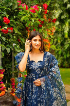 Aayaa Designer Printed Tebby Silk Suit - Multi Color