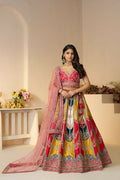 Kesar Fab Dark-Multicolor Silk Embroidered Lehenga