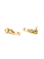 Kundan Earrings with Pearl Drops (Gold) - Ruby Raang - Distacart