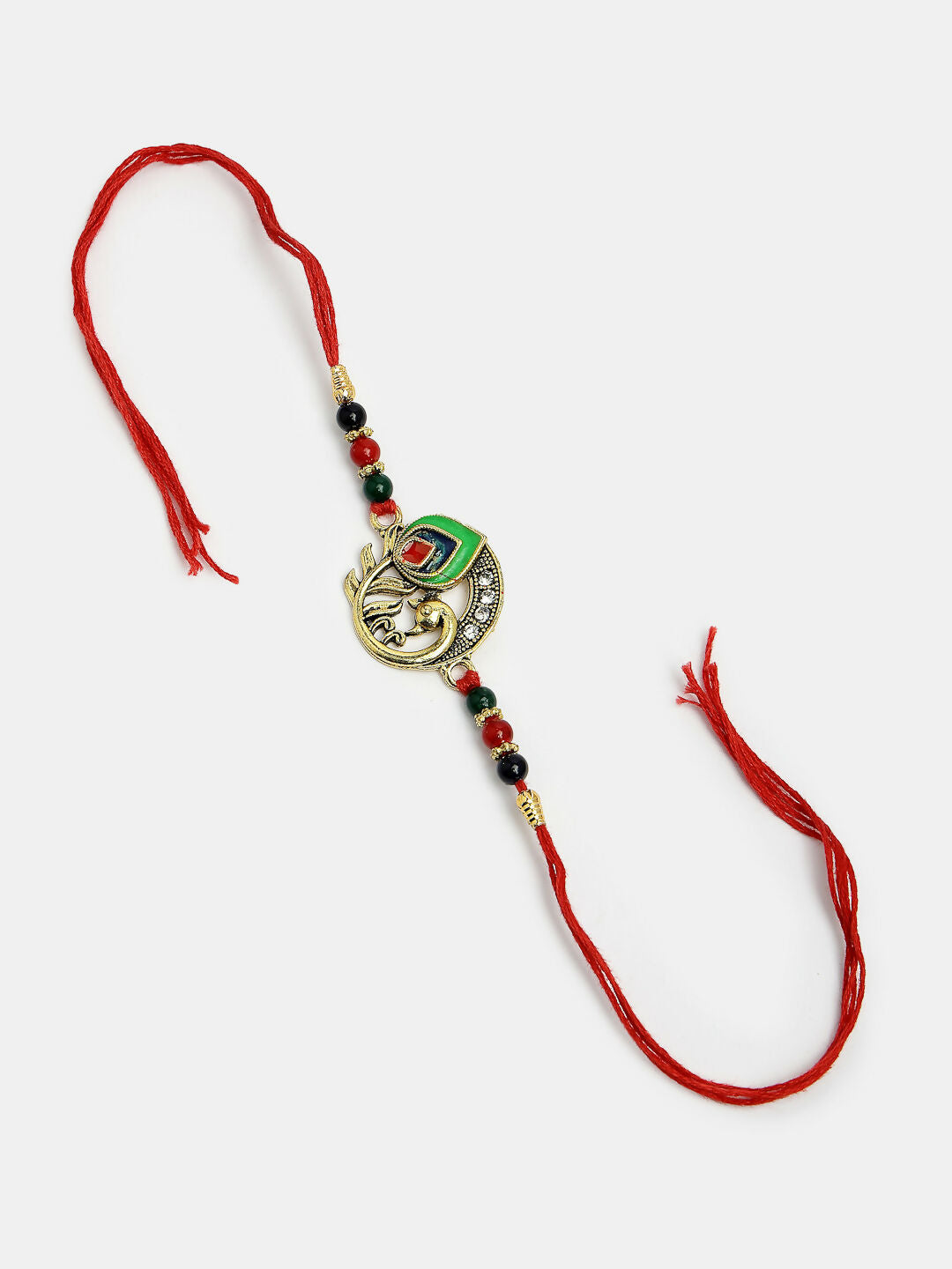 NVR Women & Men Set of 2 Multicolor Peacock Design Bhaiya Bhabhi Rakhi With Roli Chawal & Chocolate - Distacart