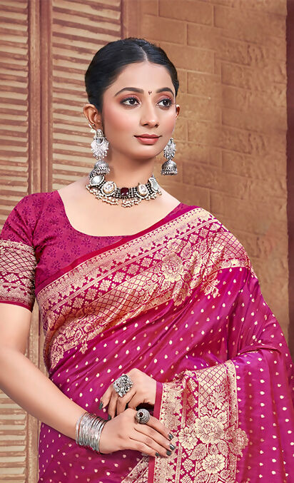 Sangam Prints Pink Silk Woven Work Traditional Saree