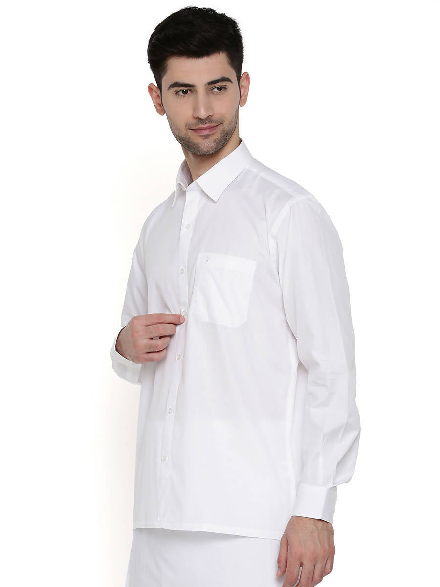Ramraj Cotton Mens Full Sleeve Formal 100 % Cotton White Shirt