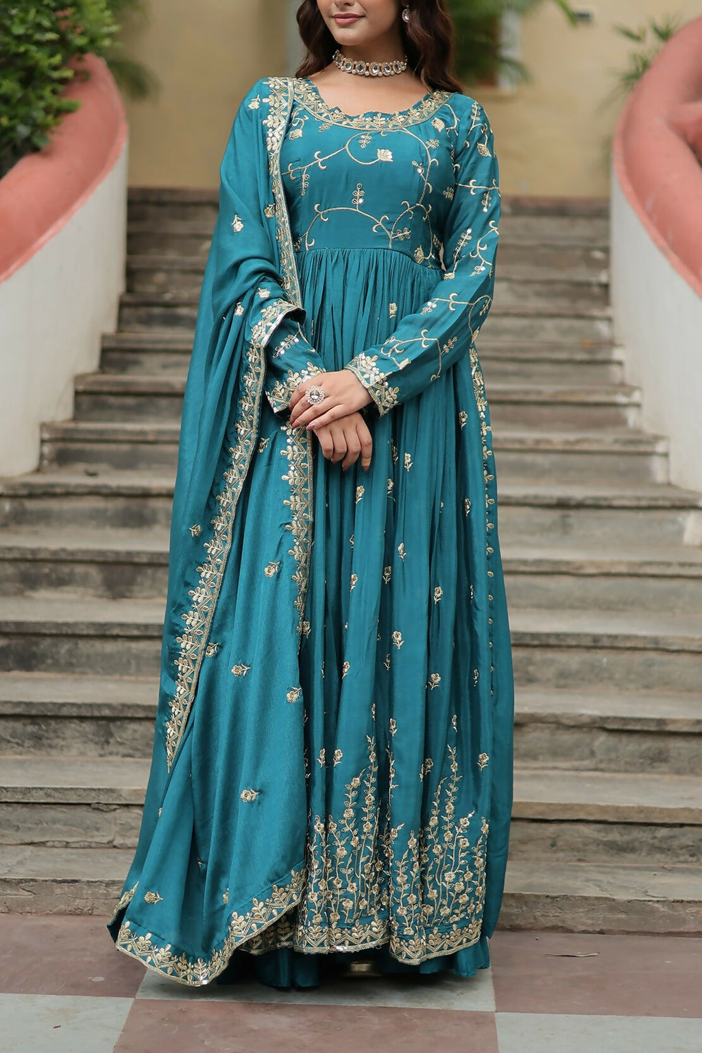 Joban Fashion Blackchinon Sequence Embroidery Work Kurta Set - Distacart