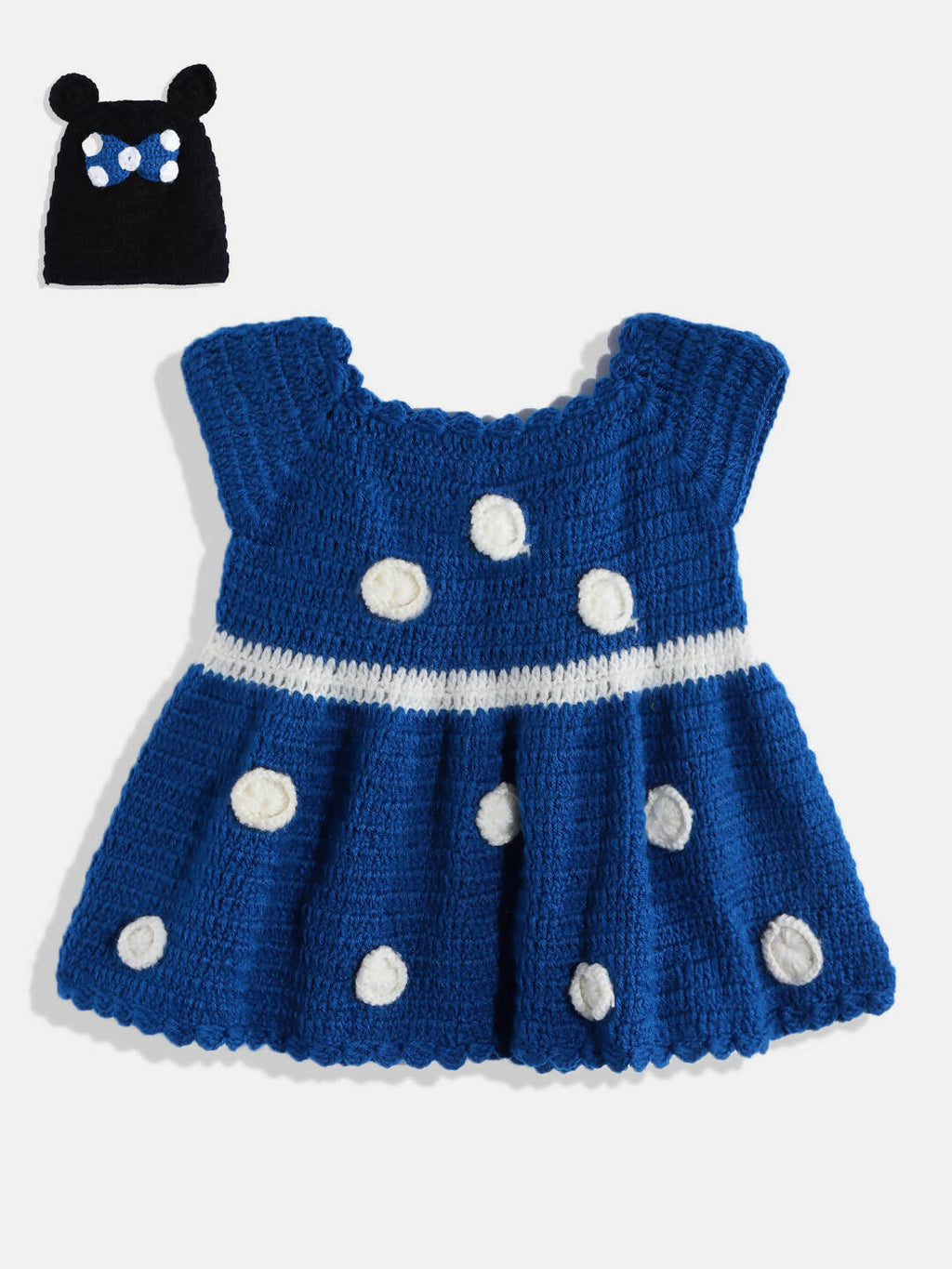 ChutPut Hand knitted Crochet Wool Queen Dress For Baby Girls - Blue