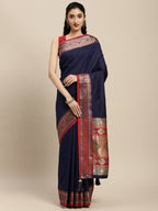 Shree Shyam Fashion Silk Blend Blue Saree - Distacart
