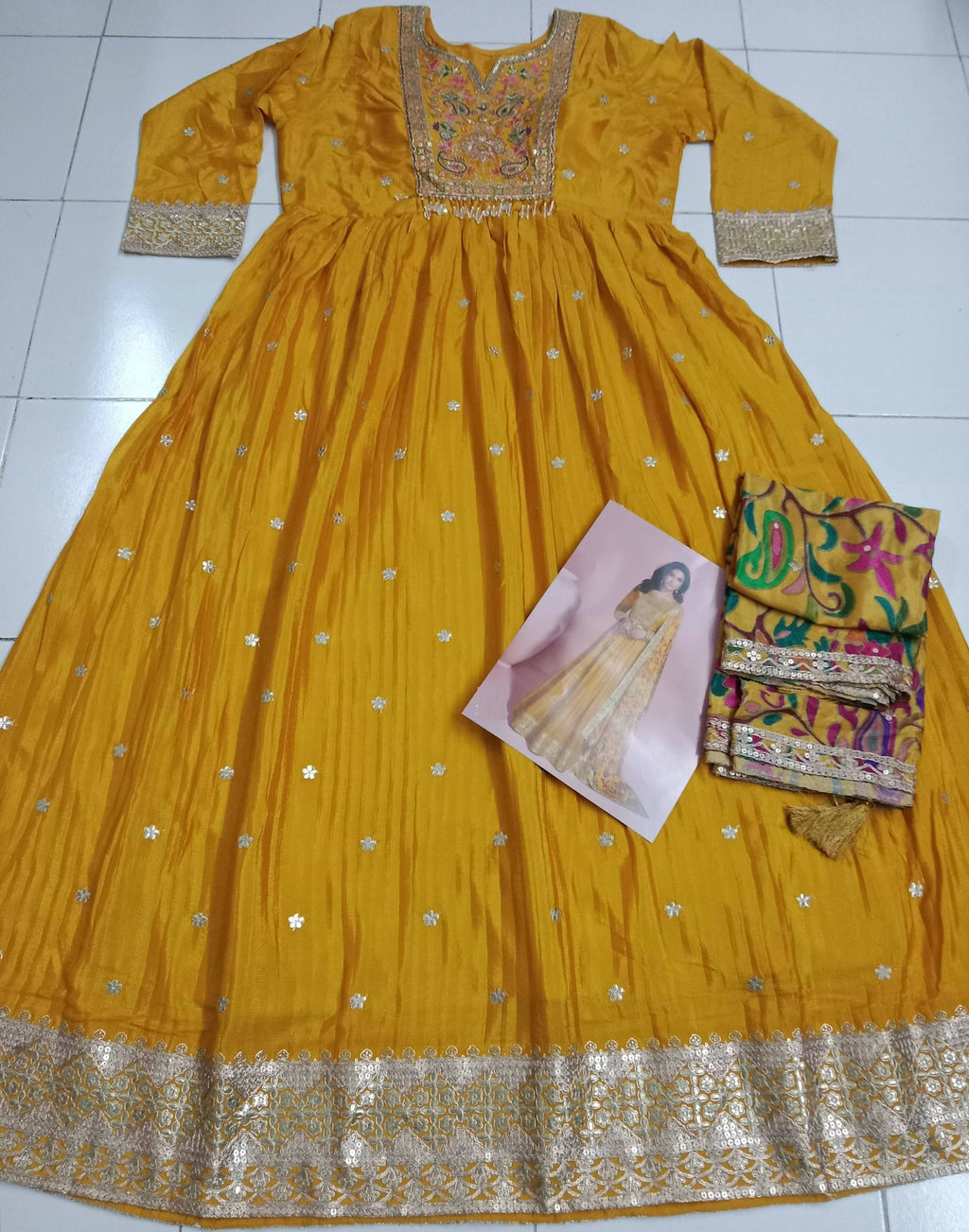 Anaita Yellow Embroidered Silk Anarkali Suits - Distacart