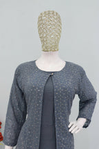 Teeya Creation Grey Color Faux Georgette Party Wear Designer Co Ord Set