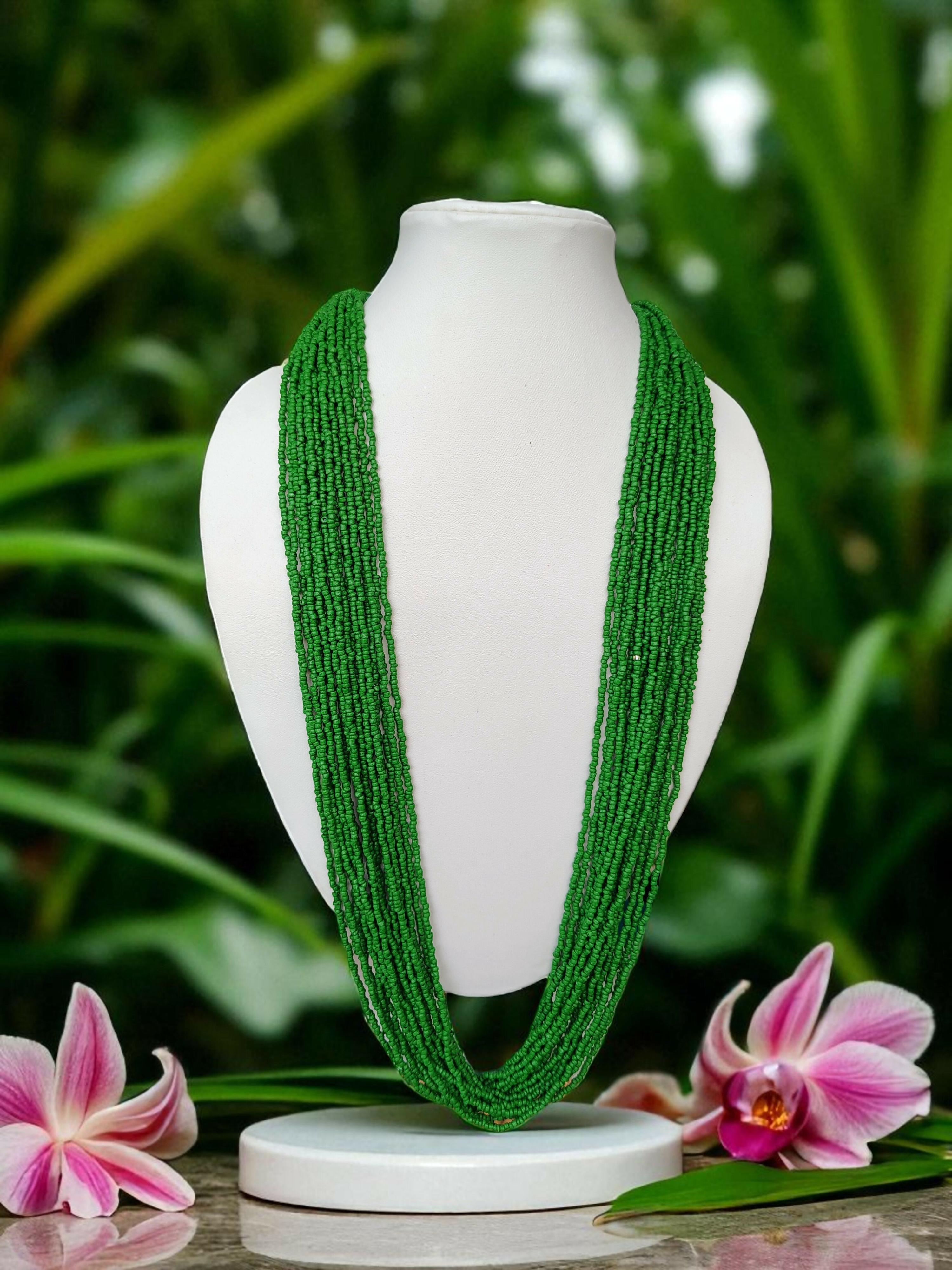 Inhanns Rangsaaz 20-Layer Luxe Long Beaded Only Necklace - Green Only Necklace