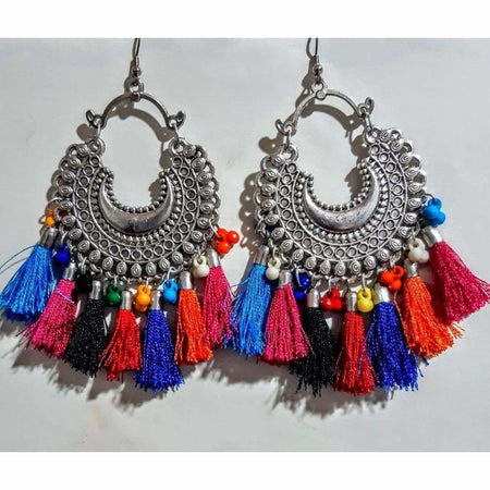 MS Fashion India Muskan Glass Pearl Multi color Thread Fancy Earrings